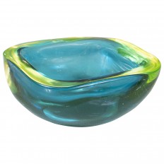 Petite green and aqua Murano glass bowl 